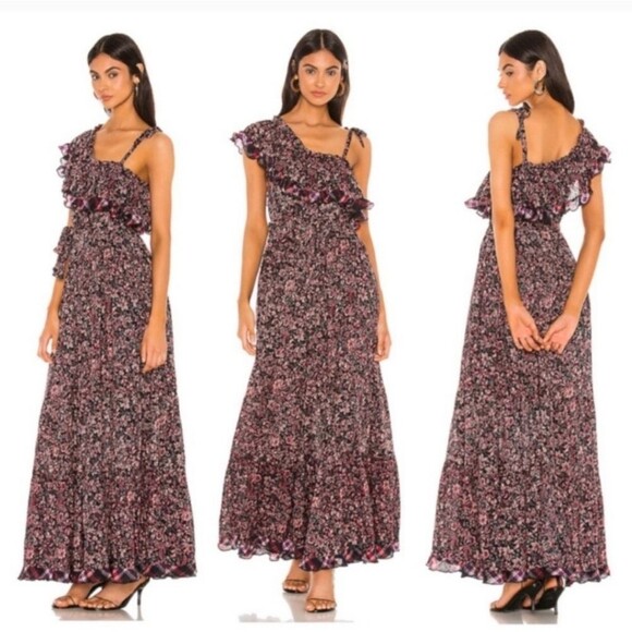 FREE PEOPLE 'What About Love' One Shoulder Boho Floral Maxi Dress size Small - Picture 1 of 8